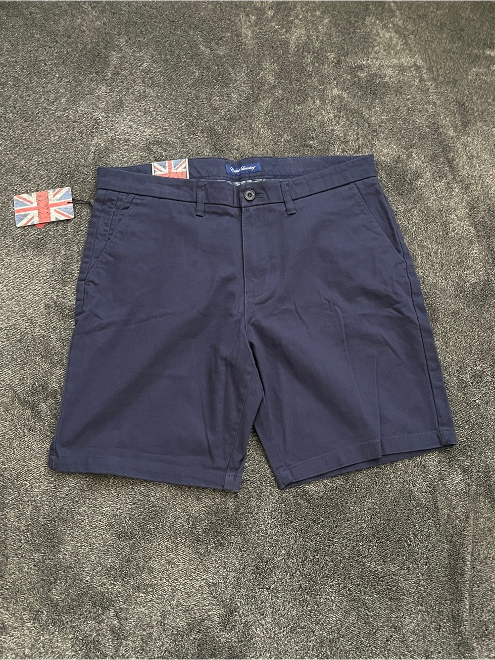 NWT English Laundry Men's Navy Blue Flat Front Chino Shorts Stretch Size 34